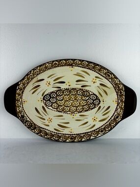 Temptations by Tara Old World Brown Small Ceramic Serving Platter